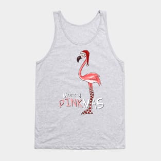 Merry Pinkmas Christmas Flamingo in Santa Costume Tank Top